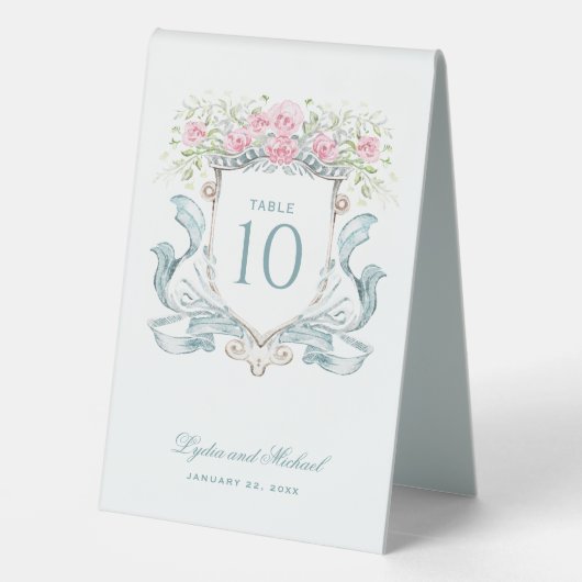 Plaque De Table Élégant Rose Crest Numéro de table (Verso)