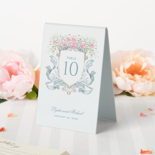 Plaque De Table Élégant Rose Crest Numéro de table (In SItu (Mariage))