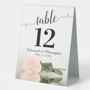 Plaque De Table Élégant Rose de pêche en ivoire Numéro de table