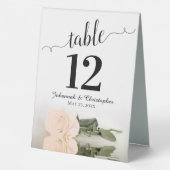 Plaque De Table Élégant Rose de pêche en ivoire Numéro de table (Verso)