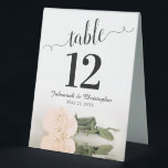 Plaque De Table Élégant Rose de pêche en ivoire Numéro de table<br><div class="desc">Ces panneaux de tente aideront non seulement vos invités à trouver leurs tables, mais ils rendront également votre réception de mariage plus belle. Le design est à la fois élégant et romantique avec un rose couleur pêche orange pâle ou ivoire sur son côté réfléchissant dans l'eau avec des vagues et...</div>