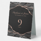 Plaque De Table Élégant Rose noir Gold Foil Mariage Agate (Verso)