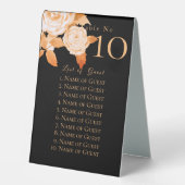 Plaque De Table Élégant Rose or Mariage noir (Recto)