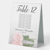 Plaque De Table Élégant Rose rose Mariage Numéro de siège graphiqu (Recto)