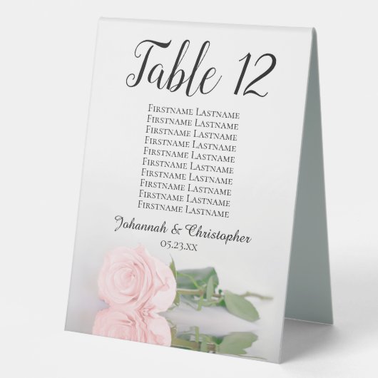 Plaque De Table Élégant Rose rose Mariage Numéro de siège graphiqu (Recto)