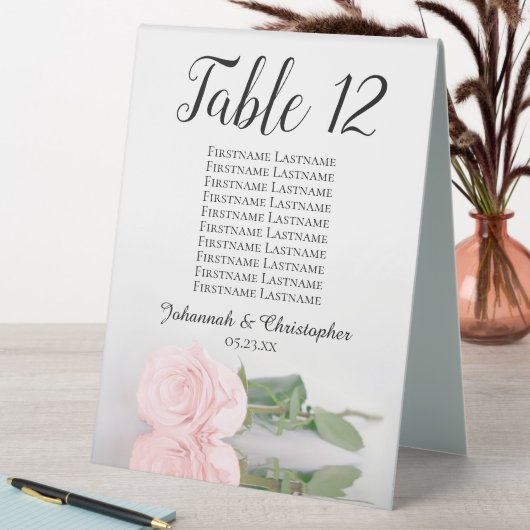 Plaque De Table Élégant Rose rose Mariage Numéro de siège graphiqu (En SItu (Tableau))