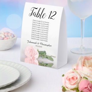 Plaque De Table Élégant Rose rose Mariage Numéro de siège graphiqu