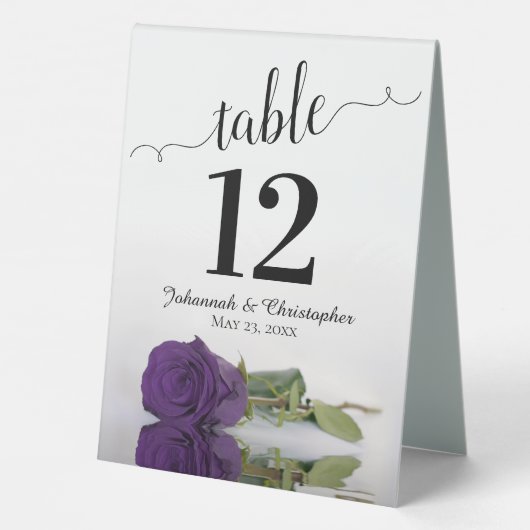 Plaque De Table Élégant Rose royal pourpre Mariage Numéro de table (Verso)