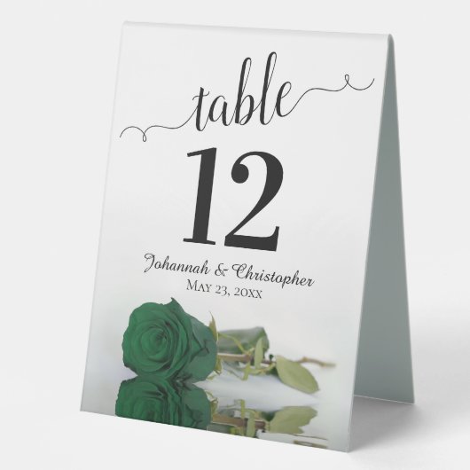 Plaque De Table Élégant Rose vert émeraude Mariage Numéro de table (Recto)