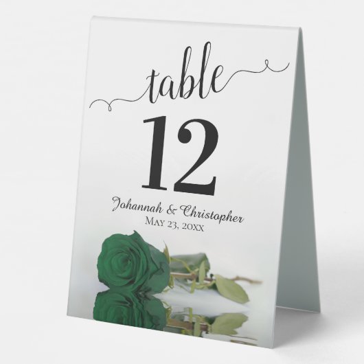 Plaque De Table Élégant Rose vert émeraude Mariage Numéro de table (Verso)
