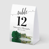 Plaque De Table Élégant Rose vert émeraude Mariage Numéro de table (Recto)