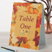 Plaque De Table Élégant Rouge Gold Automne Feuilles Mariage de aut (En SItu (Tableau))