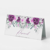 Plaque De Table Elégant Rustique violet violet Mariage Réservé (Verso)