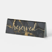 Plaque De Table Elegant Script Agate Gold Black Marble Reserved (Recto)