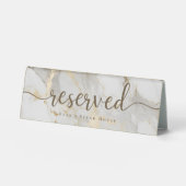 Plaque De Table Elegant Script Agate Gold White Marble Reserved (Recto)