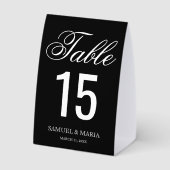 Plaque De Table Elegant Script Black Wedding Table Number (Verso)