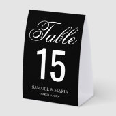 Plaque De Table Elegant Script Black Wedding Table Number (Recto)