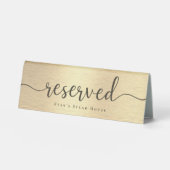 Plaque De Table Élégant Script brillant métal or Réservé (Recto)
