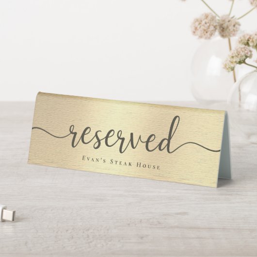 Plaque De Table Élégant Script brillant métal or Réservé (En SItu (Tableau))