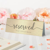 Plaque De Table Élégant Script brillant métal or Réservé (In SItu (Mariage))