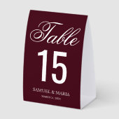 Plaque De Table Elegant Script Burgundy Wedding Table Number (Recto)
