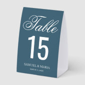 Plaque De Table Elegant Script Dusty Blue Wedding Table Number (Verso)
