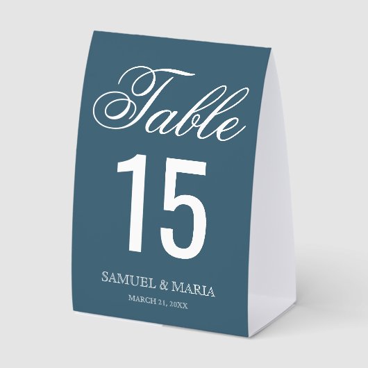 Plaque De Table Elegant Script Dusty Blue Wedding Table Number (Recto)