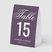 Plaque De Table Elegant Script Dusty Purple Wedding Table Number (Verso)