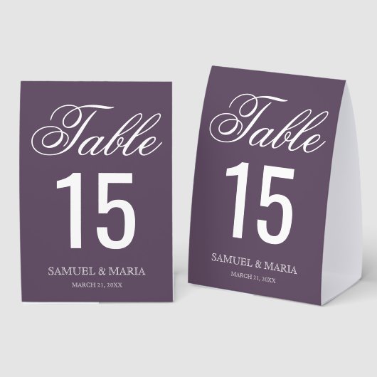 Plaque De Table Elegant Script Dusty Purple Wedding Table Number (Recto/verso)