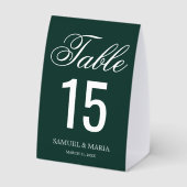 Plaque De Table Elegant Script Emerald Green Wedding Table Number (Verso)