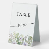 Plaque De Table Élégant Script & Foliage Calligraphie Numéro de ta (Verso)