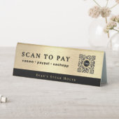 Plaque De Table Elegant Script Metallic Gold Scan To Pay Qr Code (En SItu (Tableau))