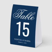 Plaque De Table Elegant Script Navy Blue Wedding Table Number (Recto)