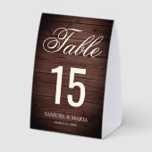 Plaque De Table Elegant Script Rustic Wood Wedding Table Number (Verso)