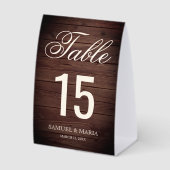 Plaque De Table Elegant Script Rustic Wood Wedding Table Number (Recto)