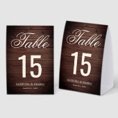 Plaque De Table Elegant Script Rustic Wood Wedding Table Number (Recto/verso)