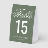 Plaque De Table Elegant Script Sage Green Wedding Table Number (Verso)