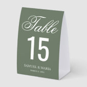 Plaque De Table Elegant Script Sage Green Wedding Table Number (Recto)