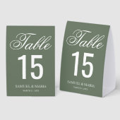 Plaque De Table Elegant Script Sage Green Wedding Table Number (Recto/verso)