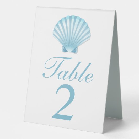 Plaque De Table Elégant Shell Blue Nautical Beach Mariage (Recto)