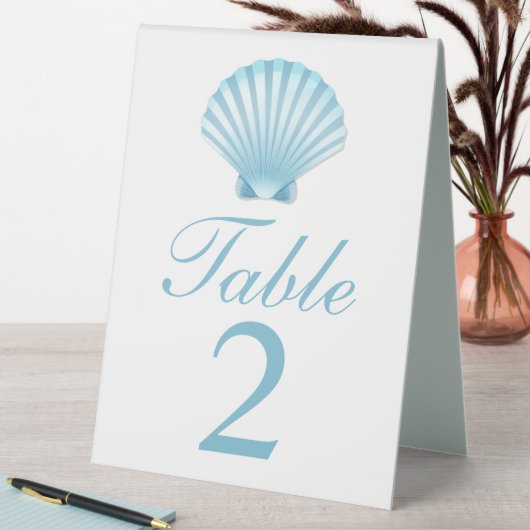 Plaque De Table Elégant Shell Blue Nautical Beach Mariage (En SItu (Tableau))