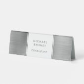 Plaque De Table Élégant Silver Grey brossé Metallic Business (Verso)