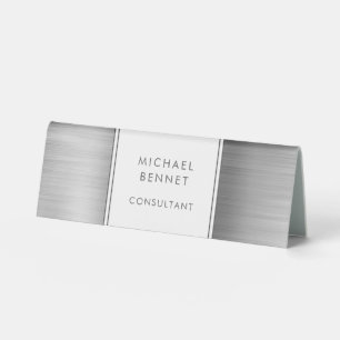 Plaque De Table Élégant Silver Grey brossé Metallic Business