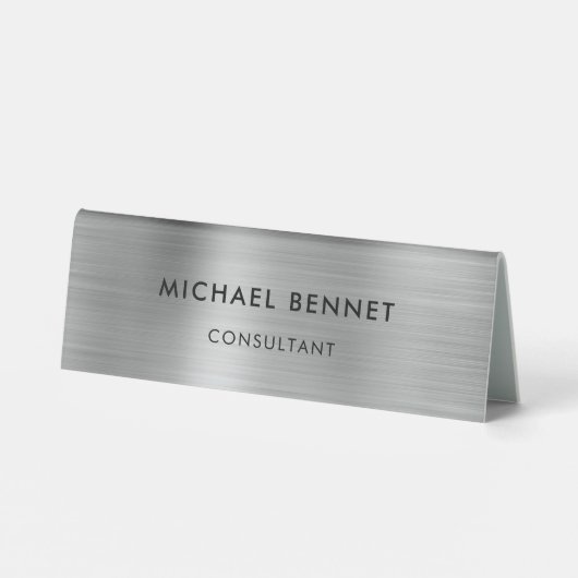 Plaque De Table Élégant Silver Grey Metallic Professionnel (Verso)