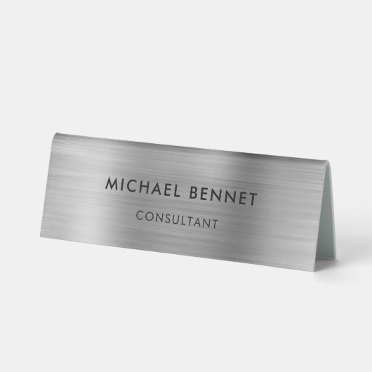 Plaque De Table Élégant Silver Grey Metallic Professionnel (Recto)