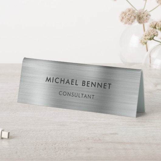 Plaque De Table Élégant Silver Grey Metallic Professionnel (En SItu (Tableau))