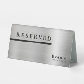 Plaque De Table Elégant Silver propre brillant Typographie Réservé (Verso)