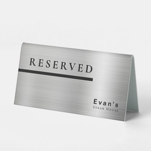 Plaque De Table Elégant Silver propre brillant Typographie Réservé (Verso)