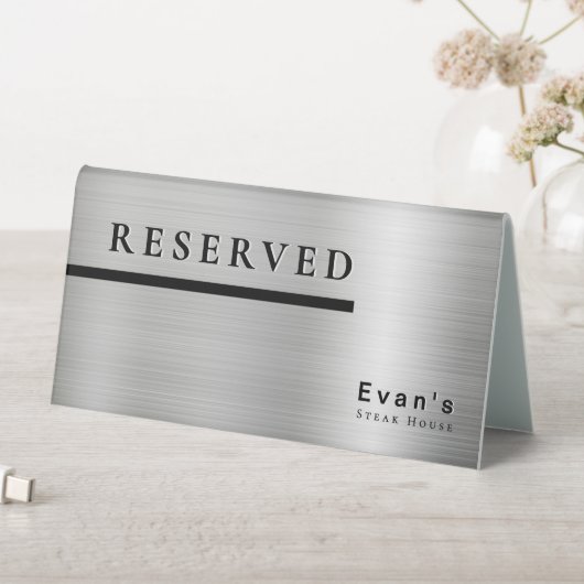 Plaque De Table Elégant Silver propre brillant Typographie Réservé (En SItu (Tableau))