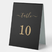 Plaque De Table Élégant Simple Glam Script Gold Party Noir (Recto)